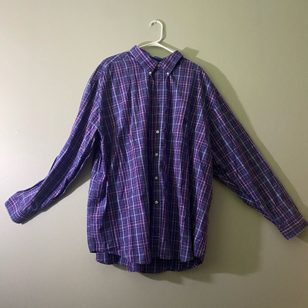 Chaps Purple Casual Button Down Shirt